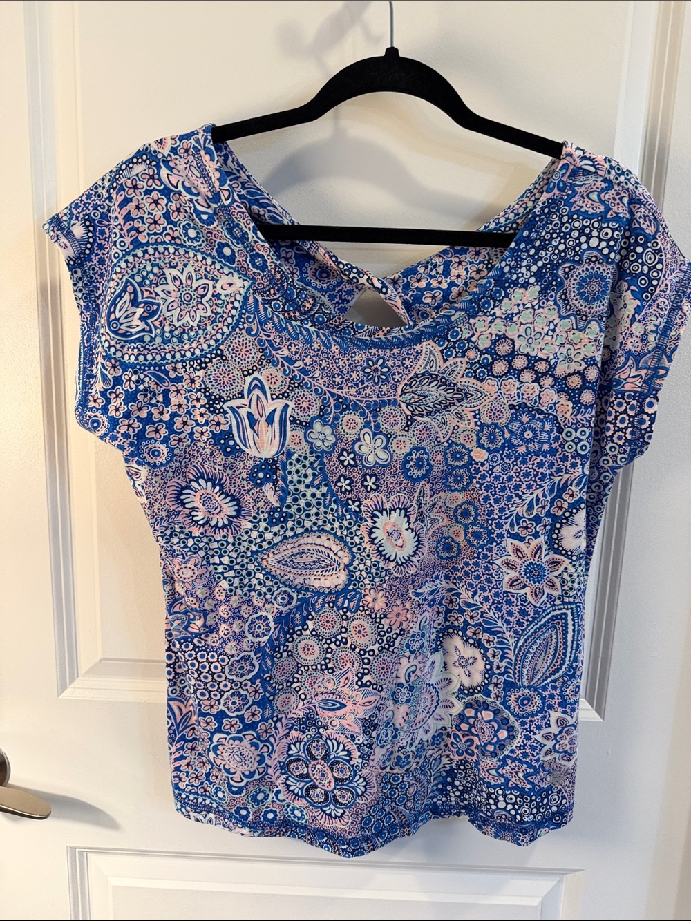 Talbots Blue and Pink Paisley Short Sleeve Tee